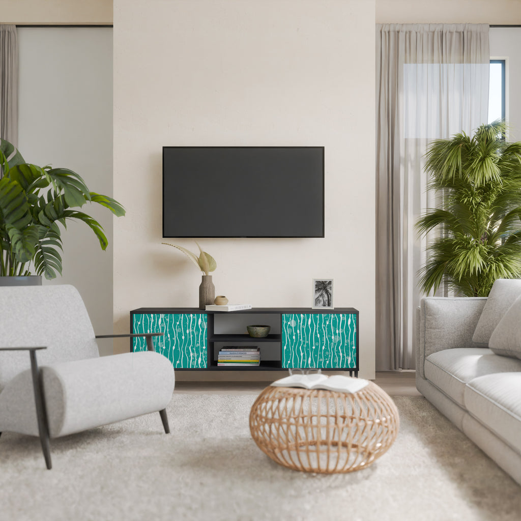Mueble de TV de 2 puertas TURQUOISE RAIN en acabado negro