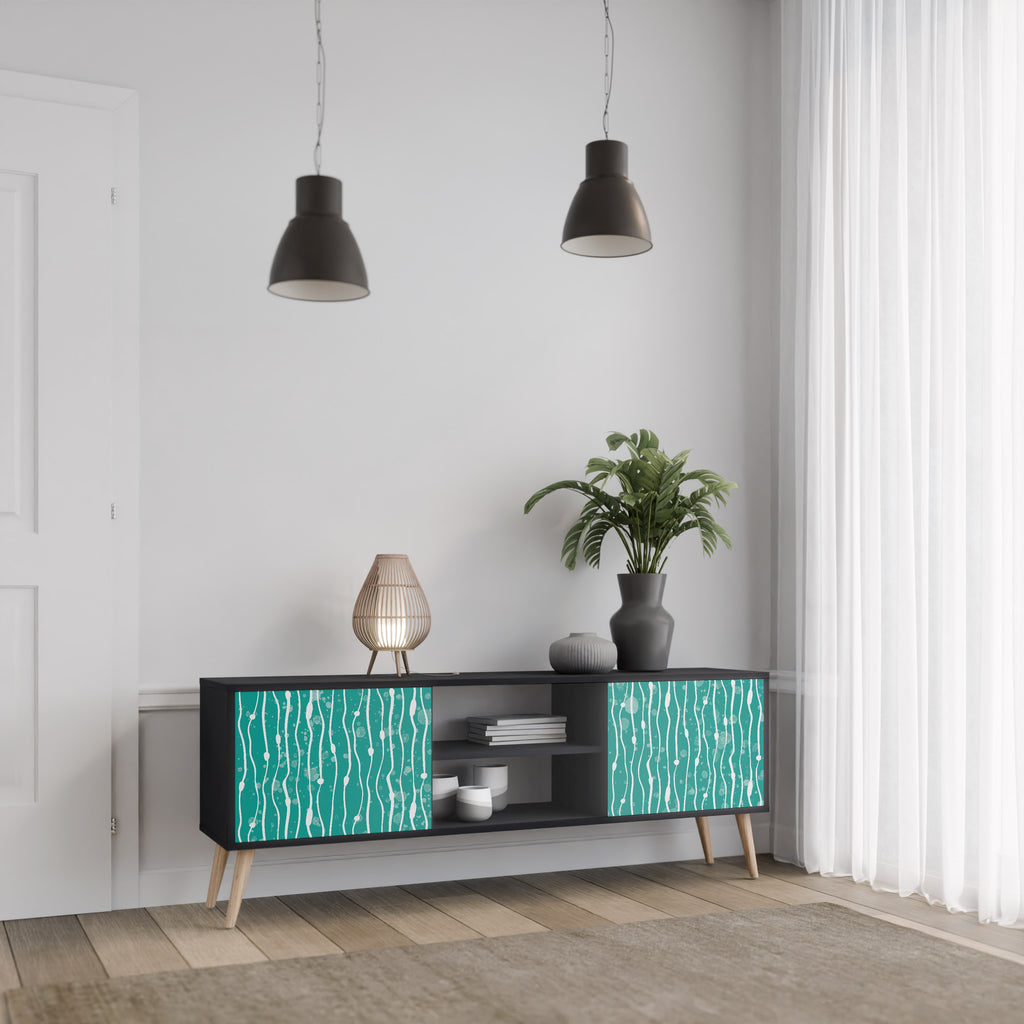 Mueble de TV de 2 puertas TURQUOISE RAIN en acabado negro