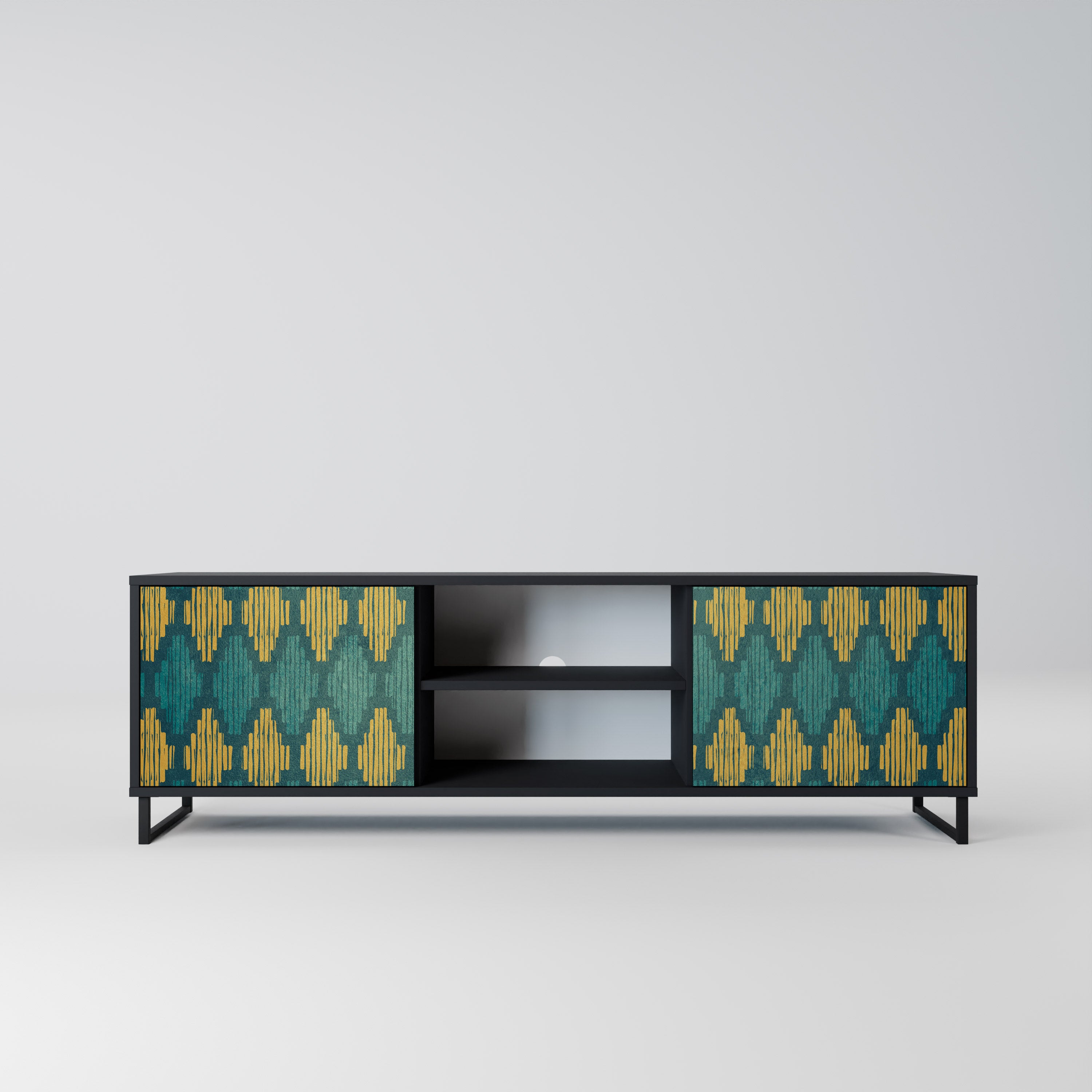 Mueble de TV de 2 puertas POLYGONS con acabado negro