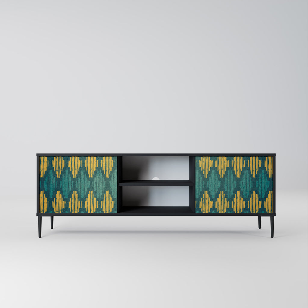Mueble de TV de 2 puertas POLYGONS con acabado negro