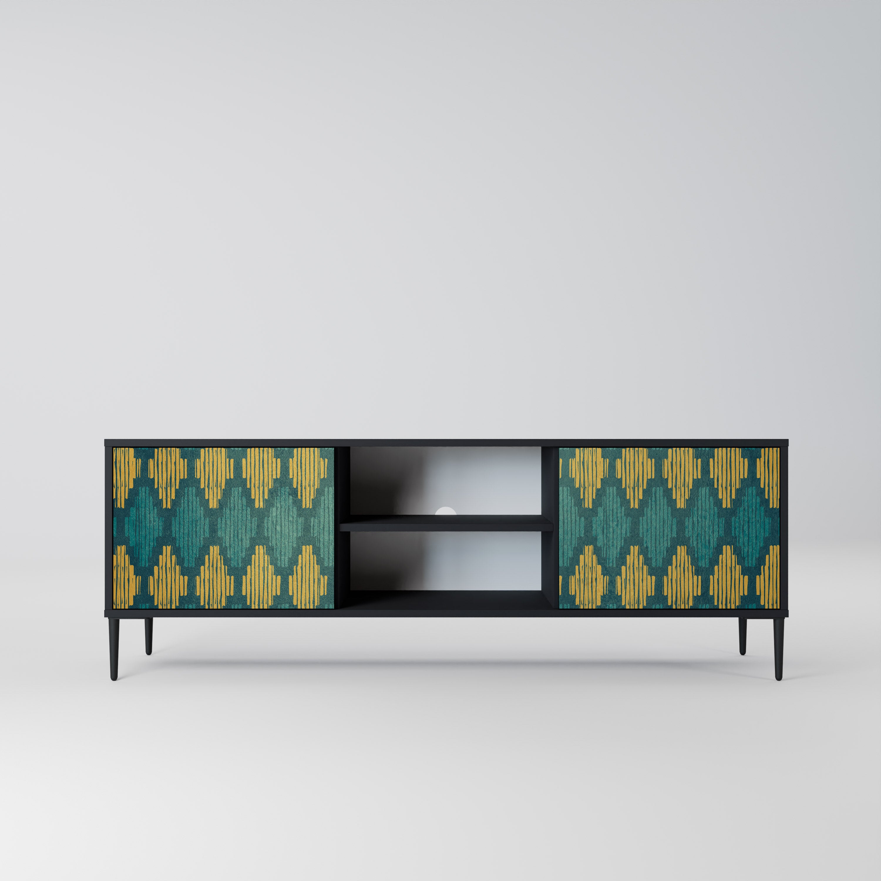 Mueble de TV de 2 puertas POLYGONS con acabado negro