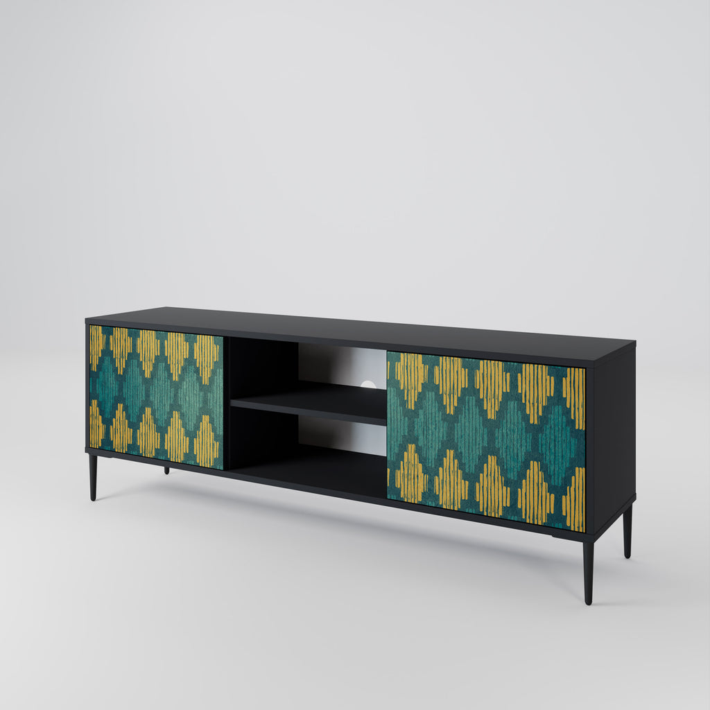 Mueble de TV de 2 puertas POLYGONS con acabado negro