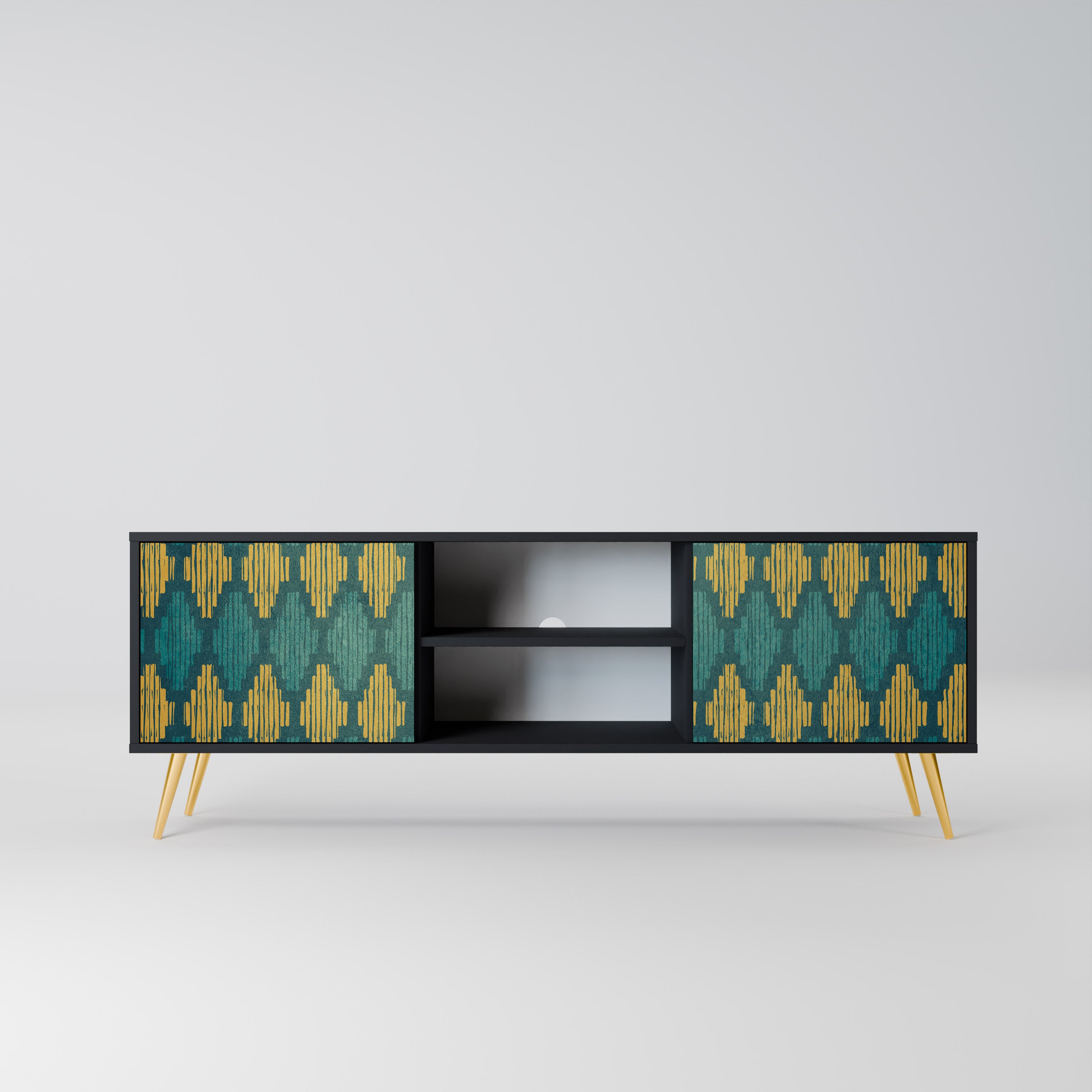 Mueble de TV de 2 puertas POLYGONS con acabado negro