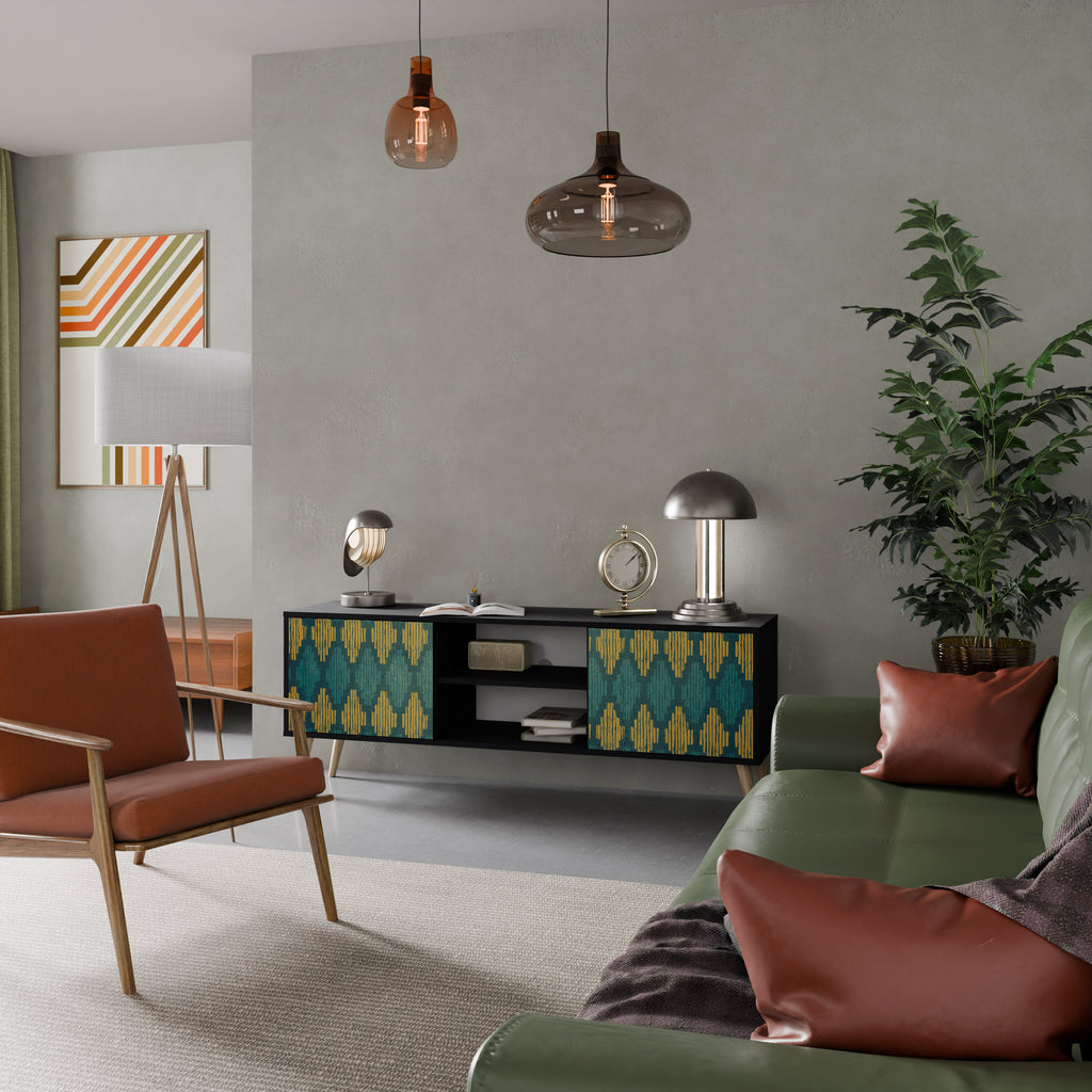 Mueble de TV de 2 puertas POLYGONS con acabado negro