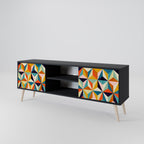 TESSELATE TREASURES Mueble de TV de 2 Puertas en Acabado Negro