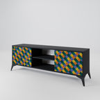 PAINTED SQUARES MIX 2-Door TV Stand in Black Finish