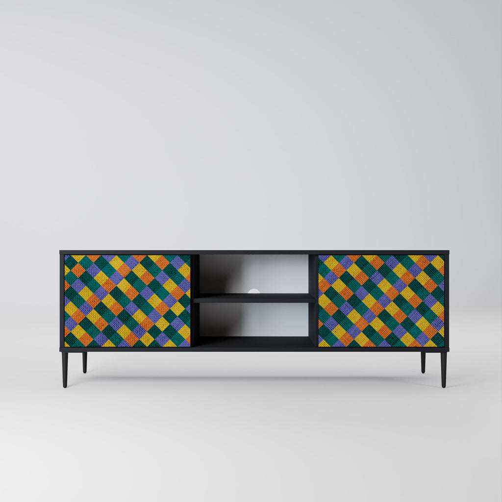 Mueble de TV de 2 puertas con acabado negro PAINTED SQUARES MIX