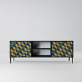 PAINTED SQUARES MIX 2-Door TV Stand in Black Finish