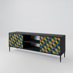 PAINTED SQUARES MIX 2-Door TV Stand in Black Finish