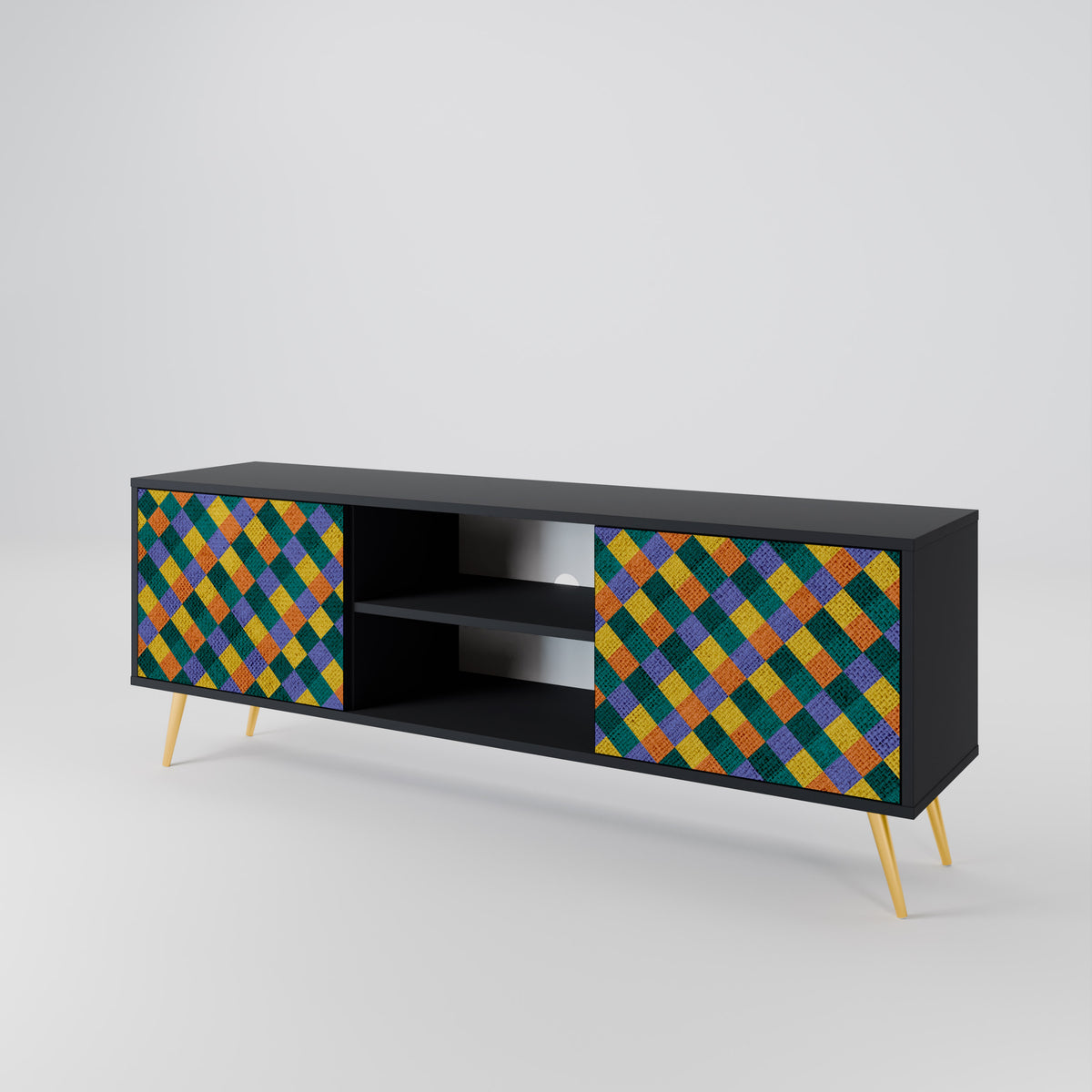 PAINTED SQUARES MIX Mueble de TV de 2 Puertas