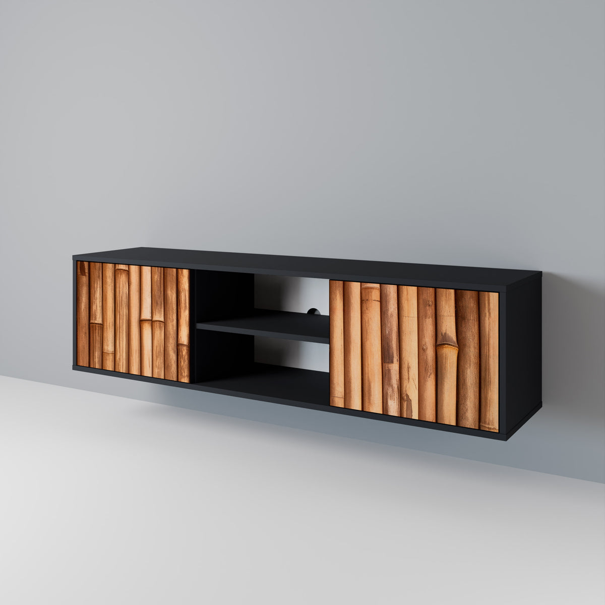 NATURAL WOOD Mueble de TV de 2 Puertas