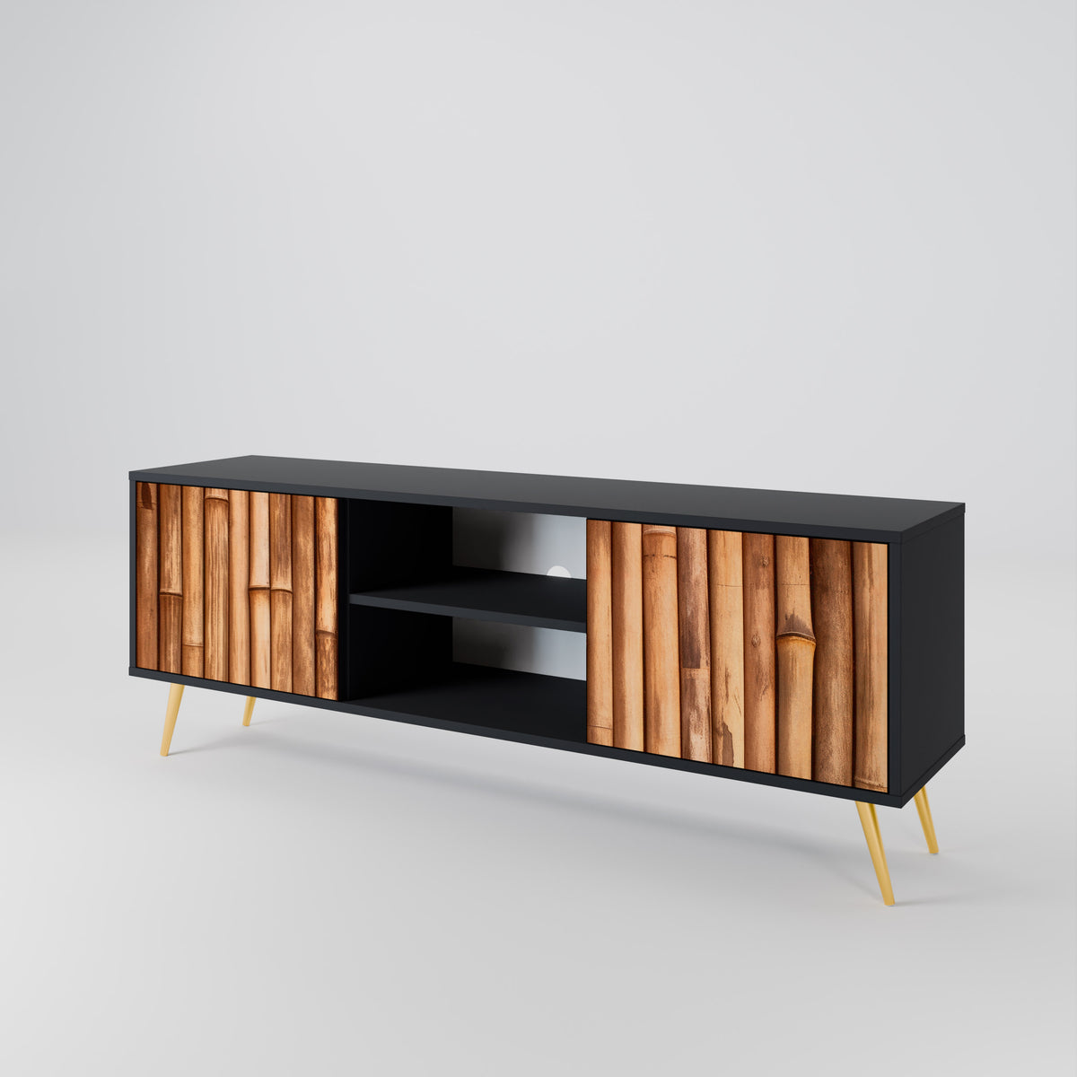 NATURAL WOOD Mueble de TV de 2 Puertas
