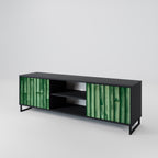 NATURAL GREEN 2-Door TV Stand in Black Finish