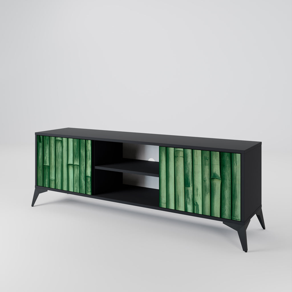 Mueble de TV de 2 puertas NATURAL GREEN con acabado negro
