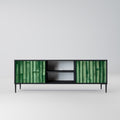 NATURAL GREEN 2-Door TV Stand in Black Finish