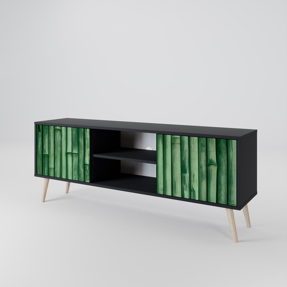 NATURAL GREEN Mueble de TV de 2 Puertas