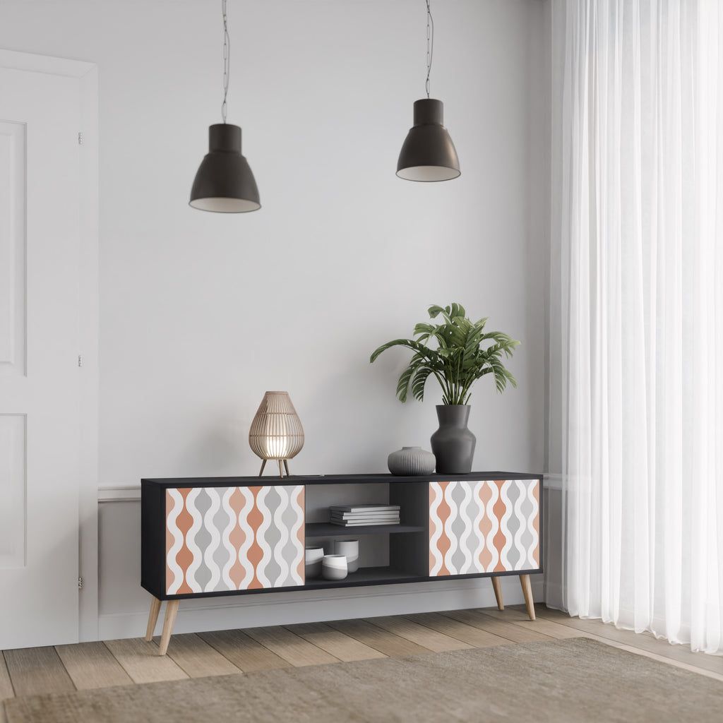 Mueble de TV de 2 puertas HAZY NOSTALGIA en acabado negro