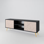 CERAMIC TEXTURE 2-Door TV Stand in Black Finish