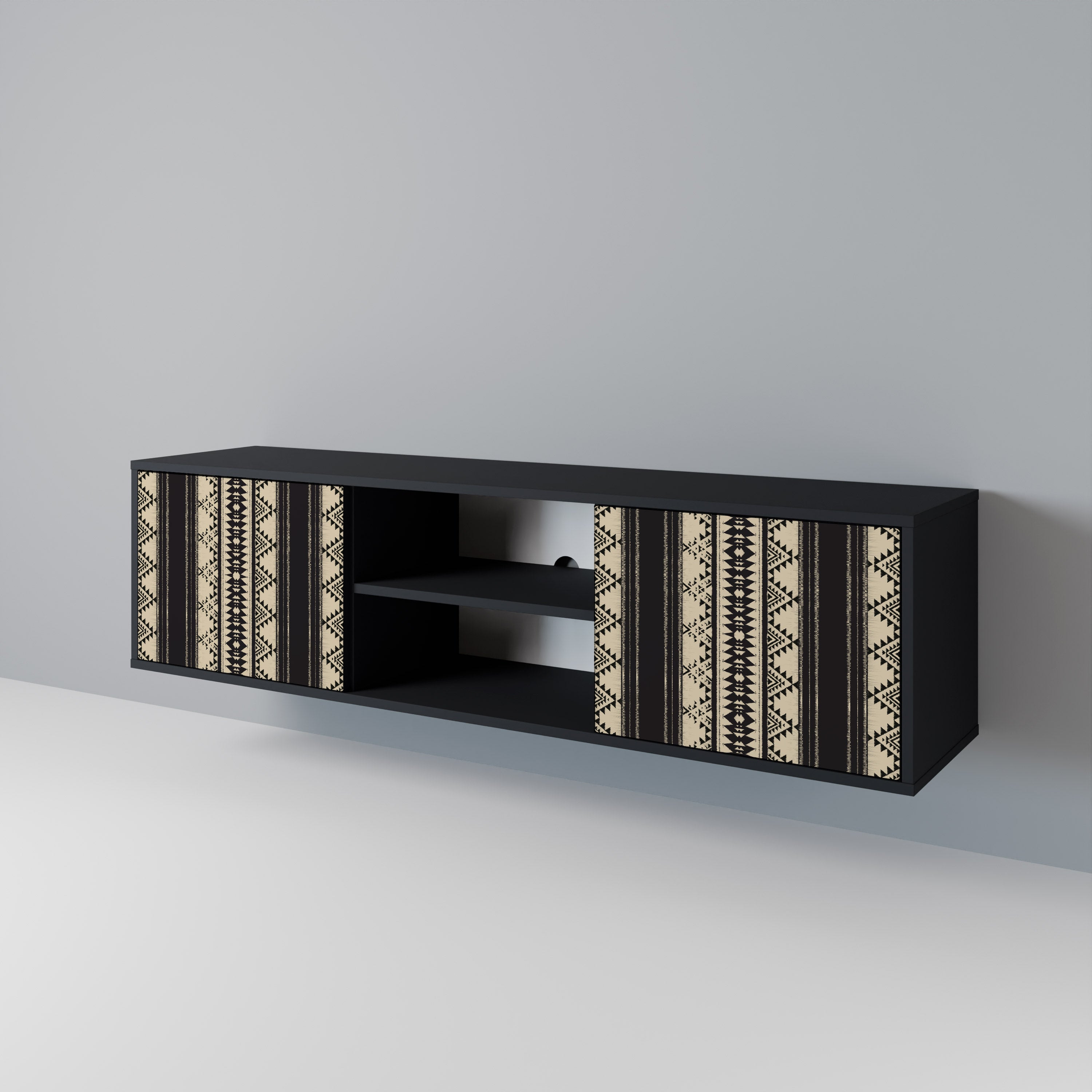 Mueble de TV AZTEC de 2 puertas con acabado negro