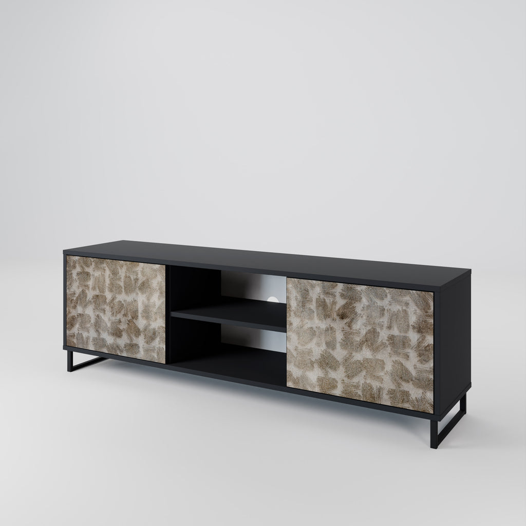 Mueble para TV de 2 puertas SLIGHTLY BLURRED con acabado negro