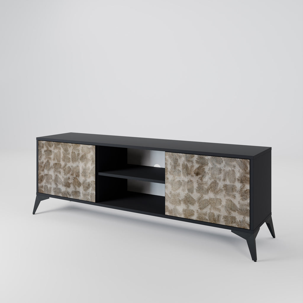 Mueble para TV de 2 puertas SLIGHTLY BLURRED con acabado negro