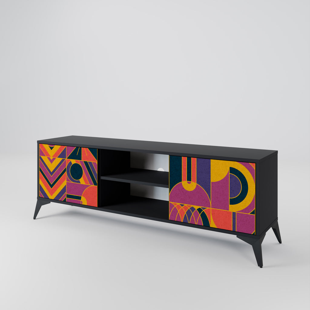 Mueble de TV de 2 puertas ELECTRIC PATTERNS en acabado negro