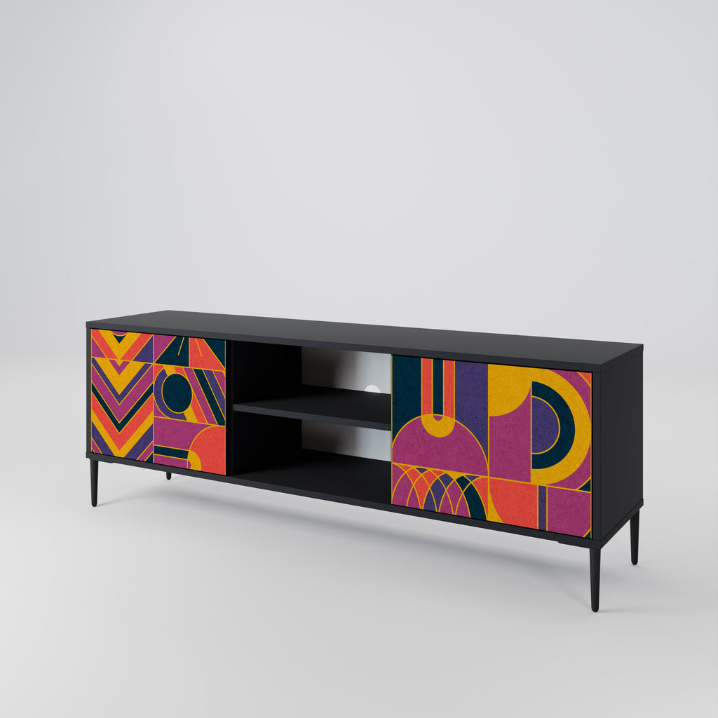 Mueble de TV de 2 puertas ELECTRIC PATTERNS en acabado negro