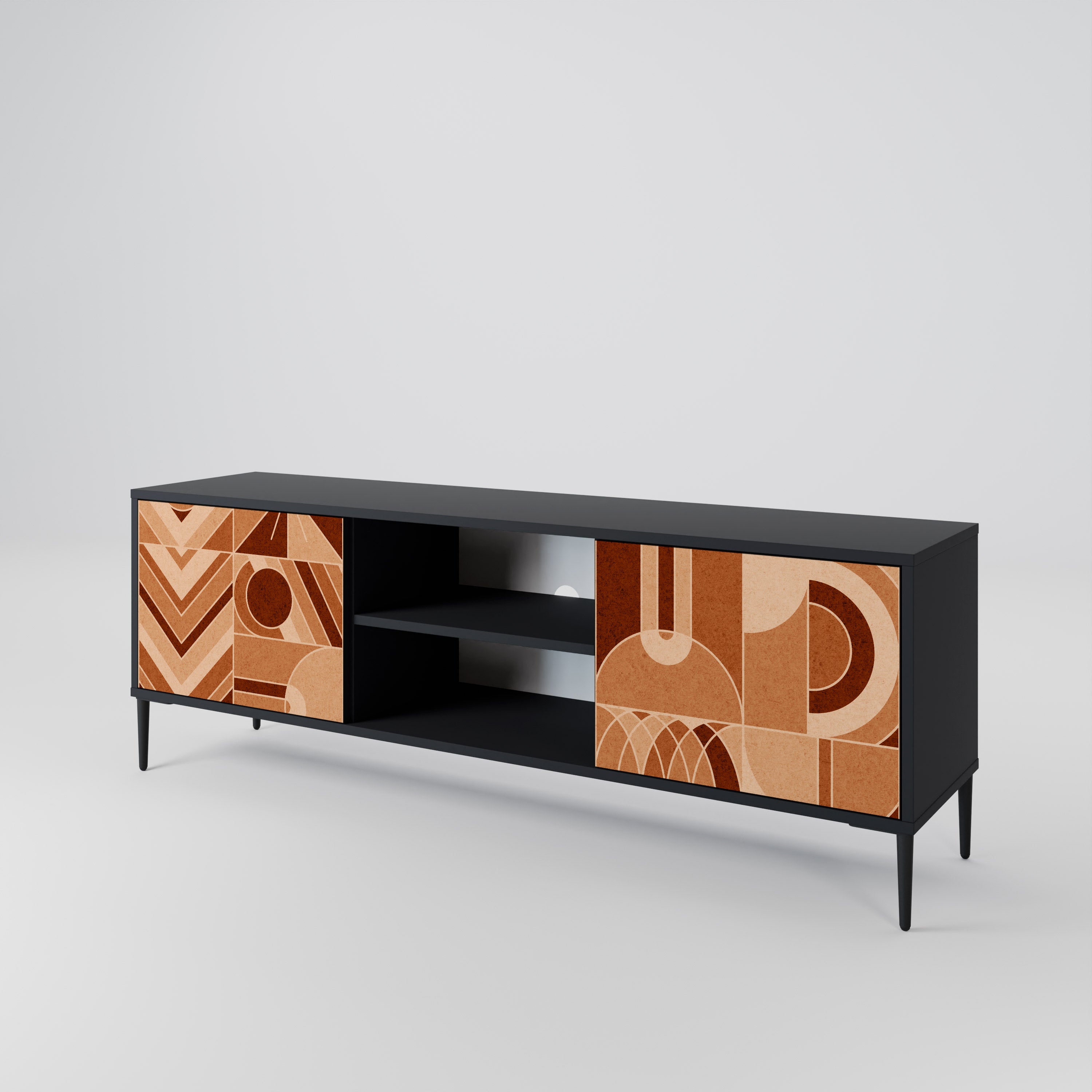 Mueble de TV PRISM MOSAIC de 2 puertas con acabado negro