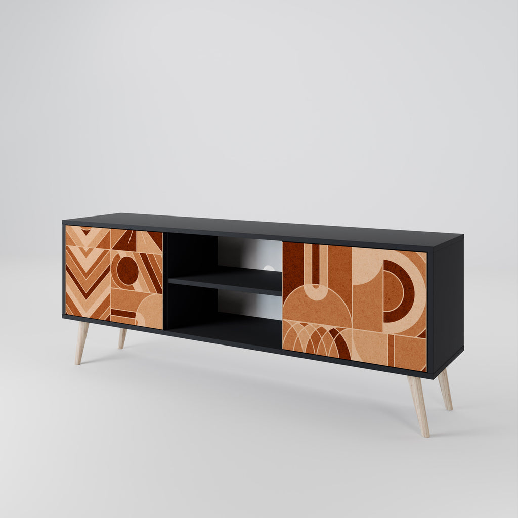 Mueble de TV PRISM MOSAIC de 2 puertas con acabado negro