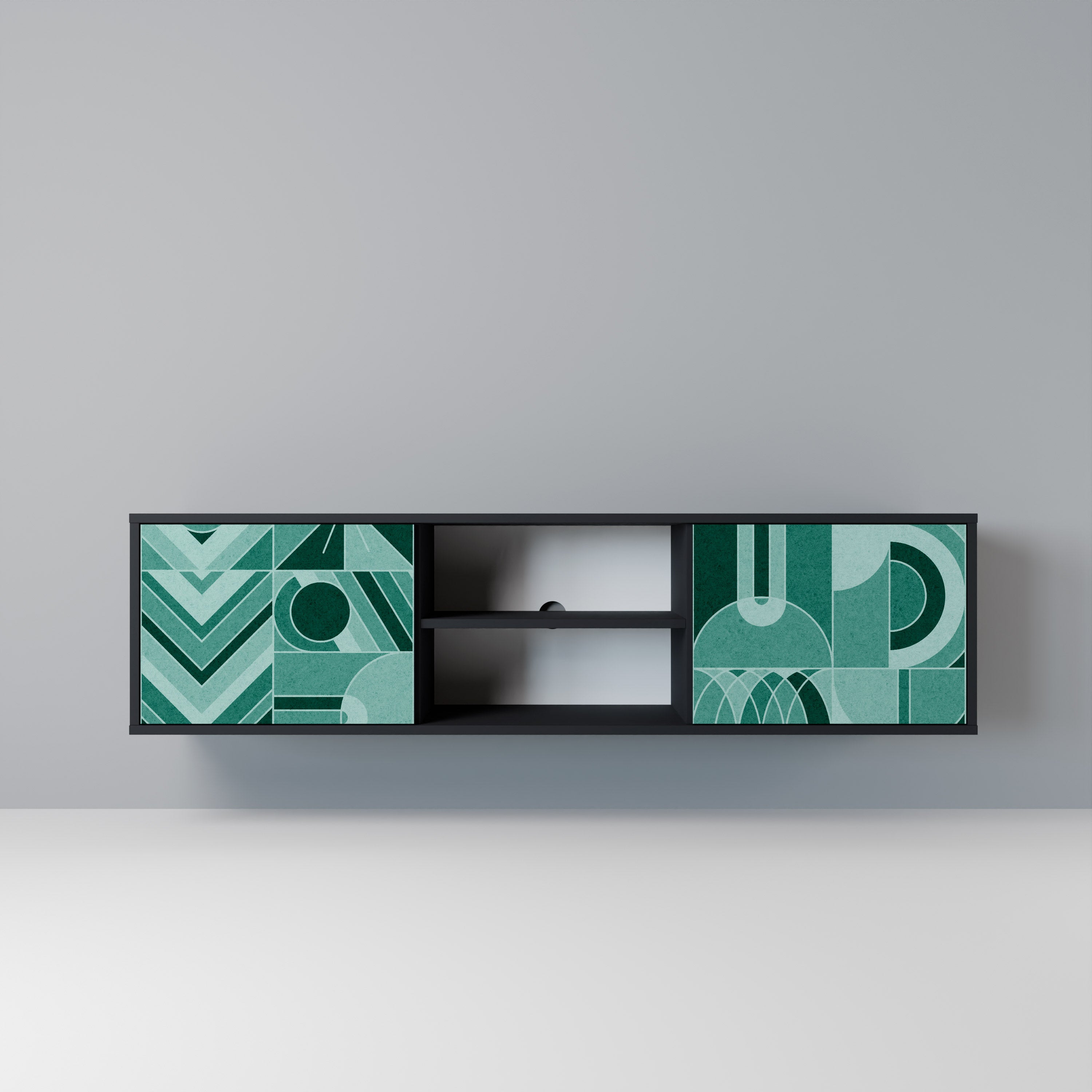 Mueble de TV de 2 puertas HARMONIC GRID en acabado negro