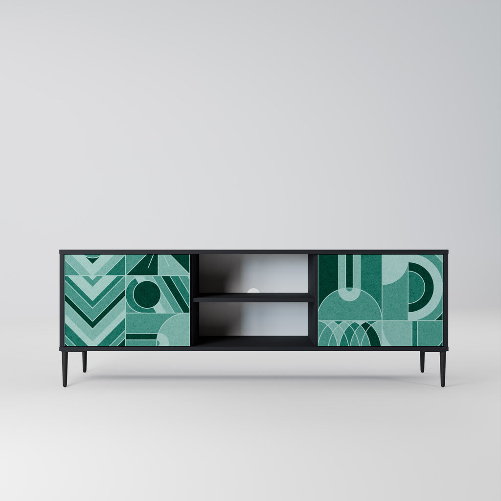 Mueble de TV de 2 puertas HARMONIC GRID en acabado negro