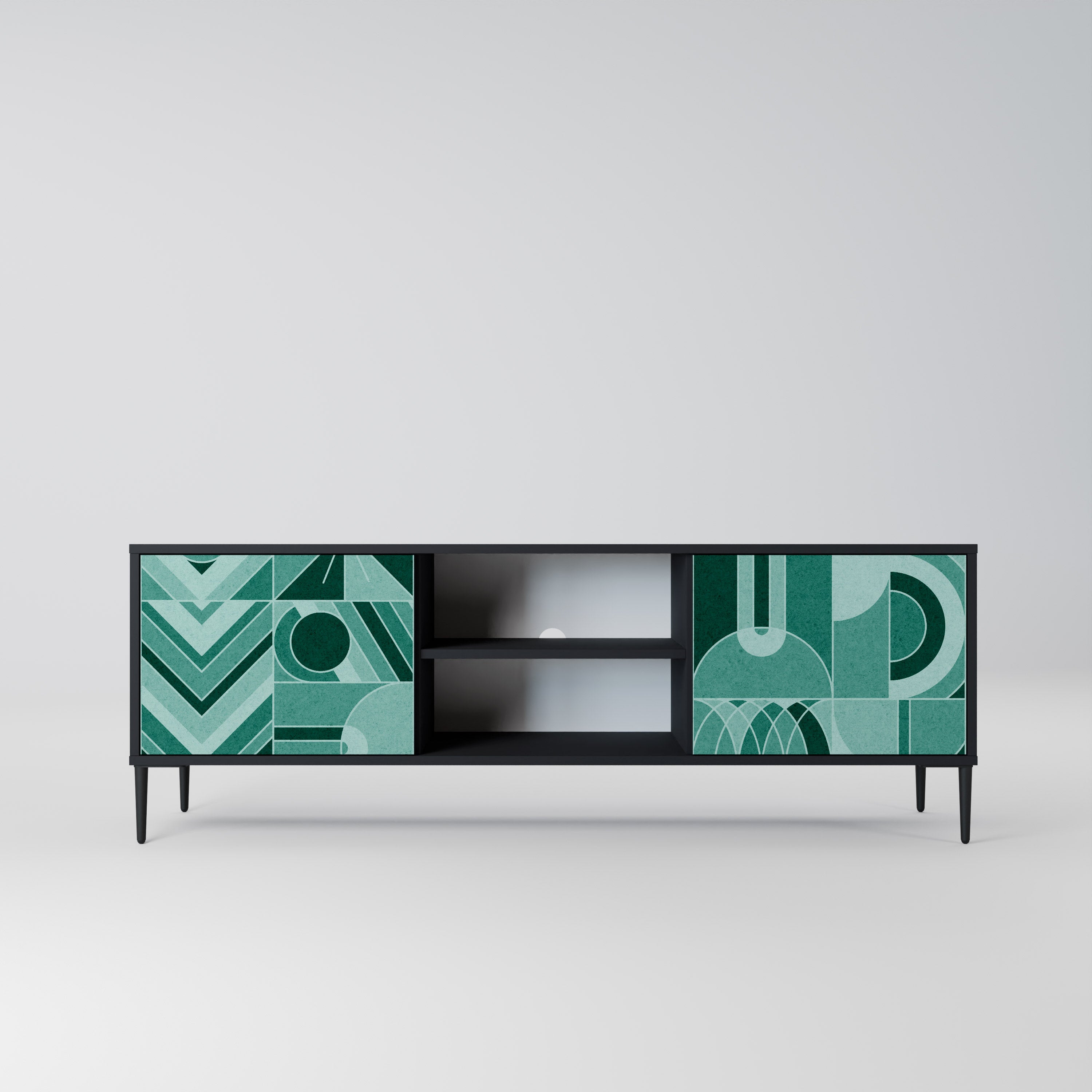 Mueble de TV de 2 puertas HARMONIC GRID en acabado negro