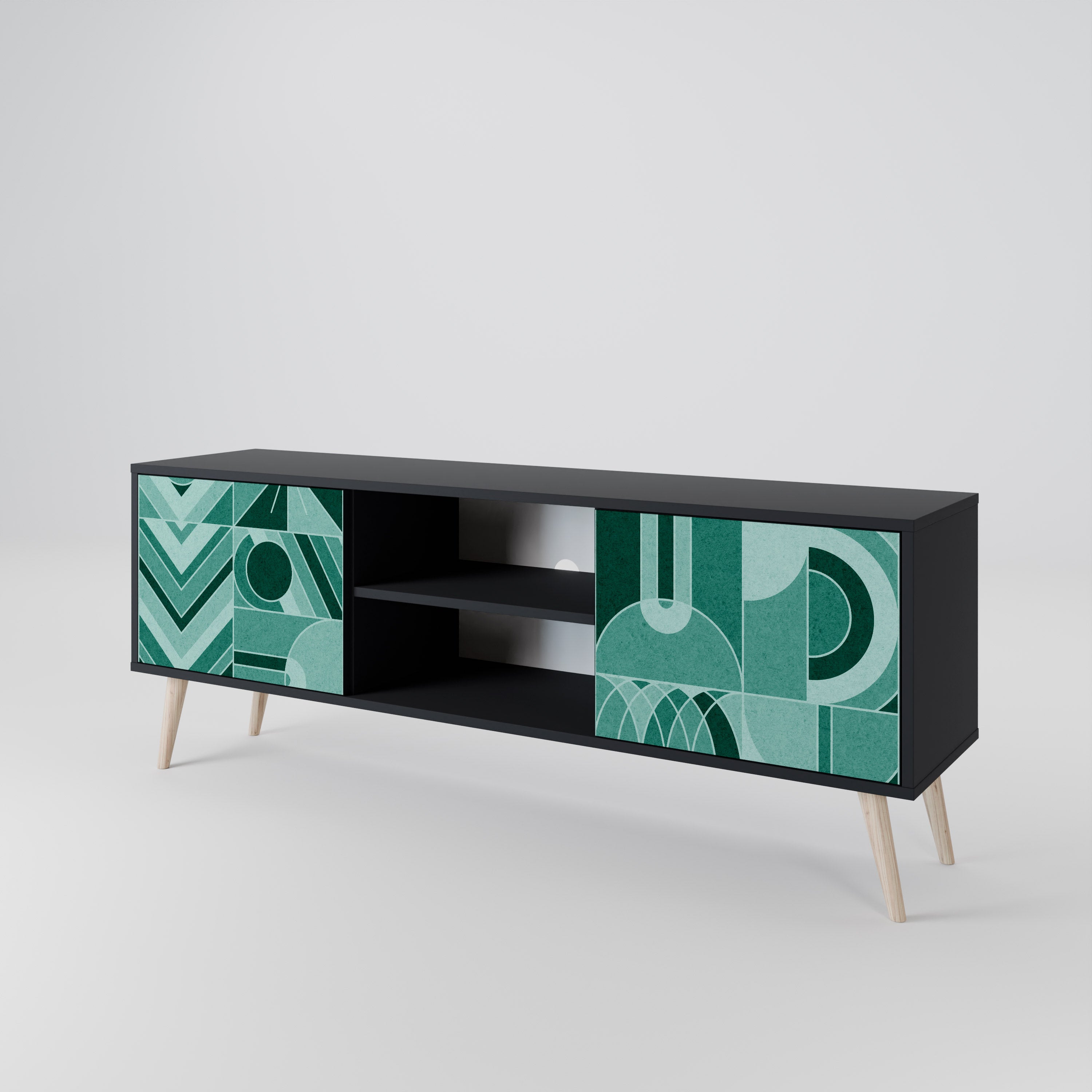 Mueble de TV de 2 puertas HARMONIC GRID en acabado negro