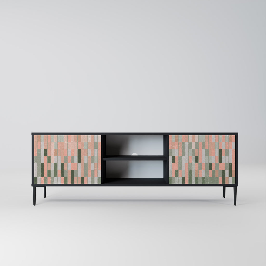 CONSTRUYENDO EL FUTURO Mueble de TV de 2 puertas en acabado negro