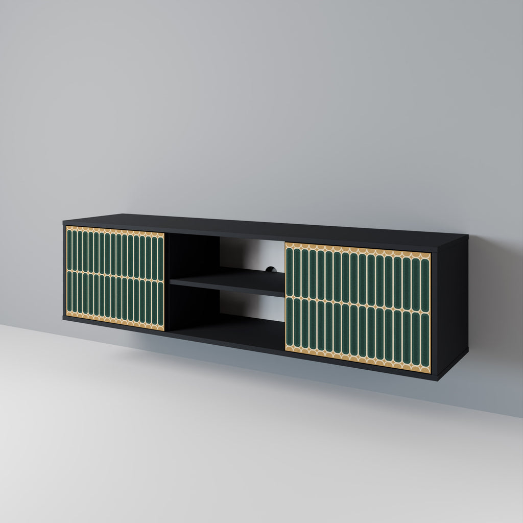 Mueble de TV ILUSION GATE de 2 puertas con acabado negro