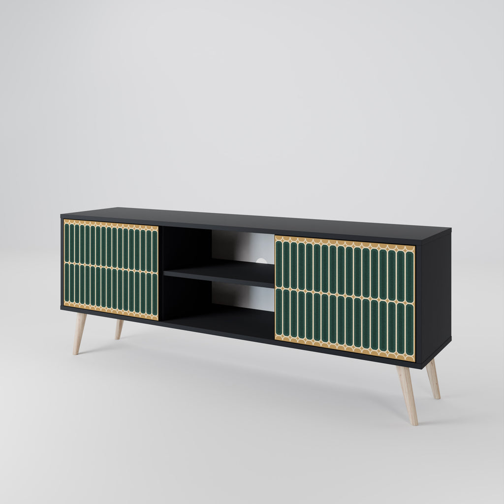 Mueble de TV ILUSION GATE de 2 puertas con acabado negro