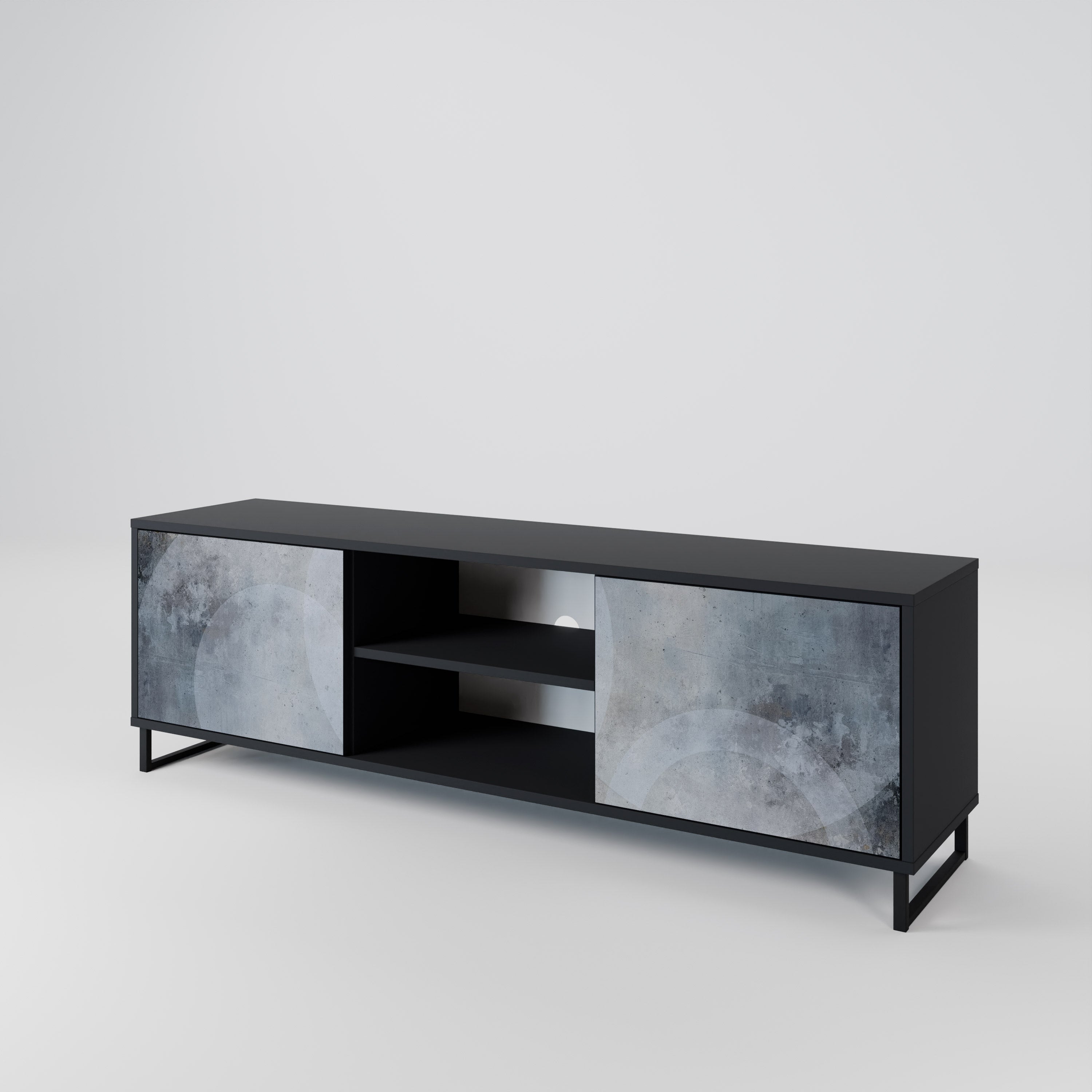 Mueble para TV de 2 puertas MUTED ARC con acabado negro