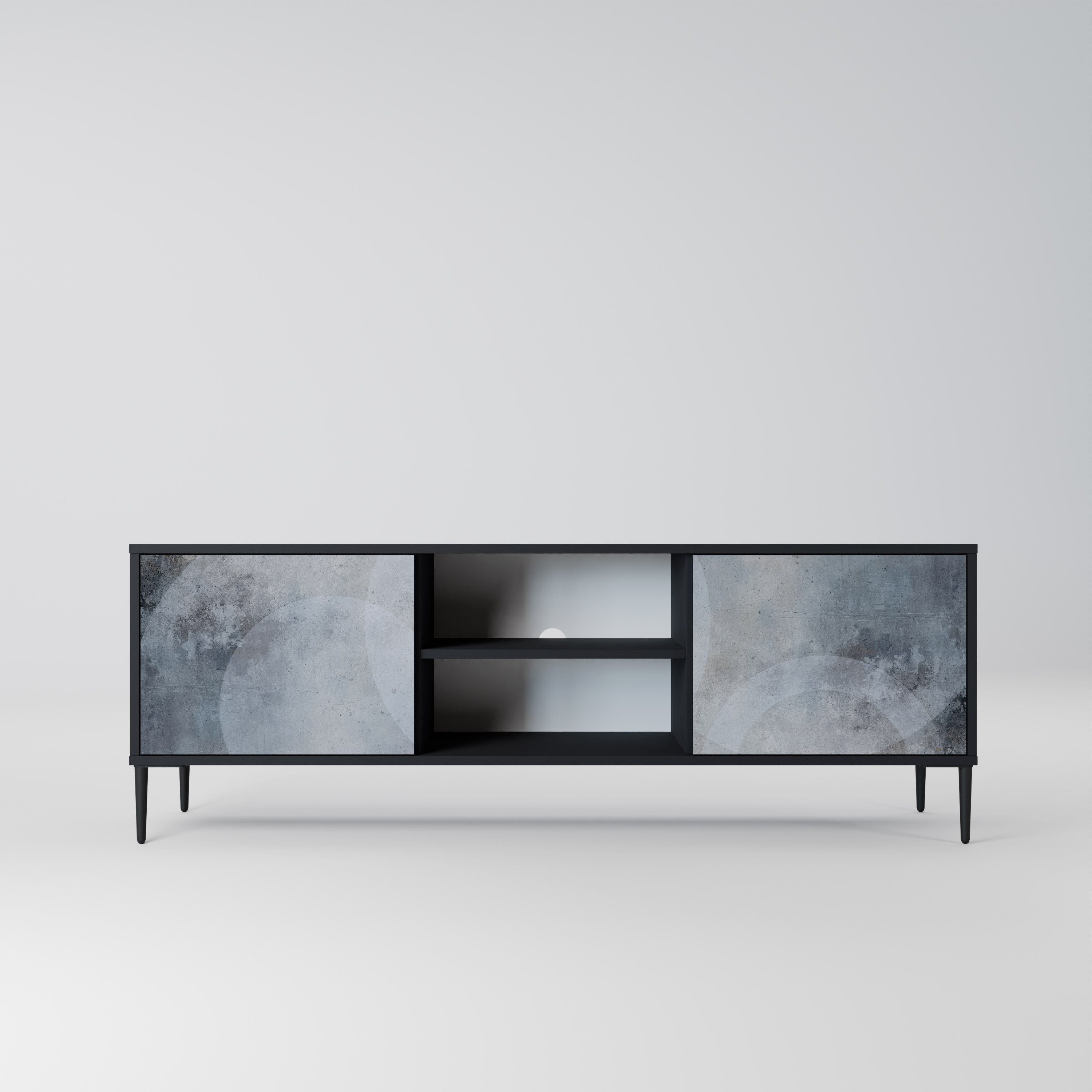 Mueble para TV de 2 puertas MUTED ARC con acabado negro