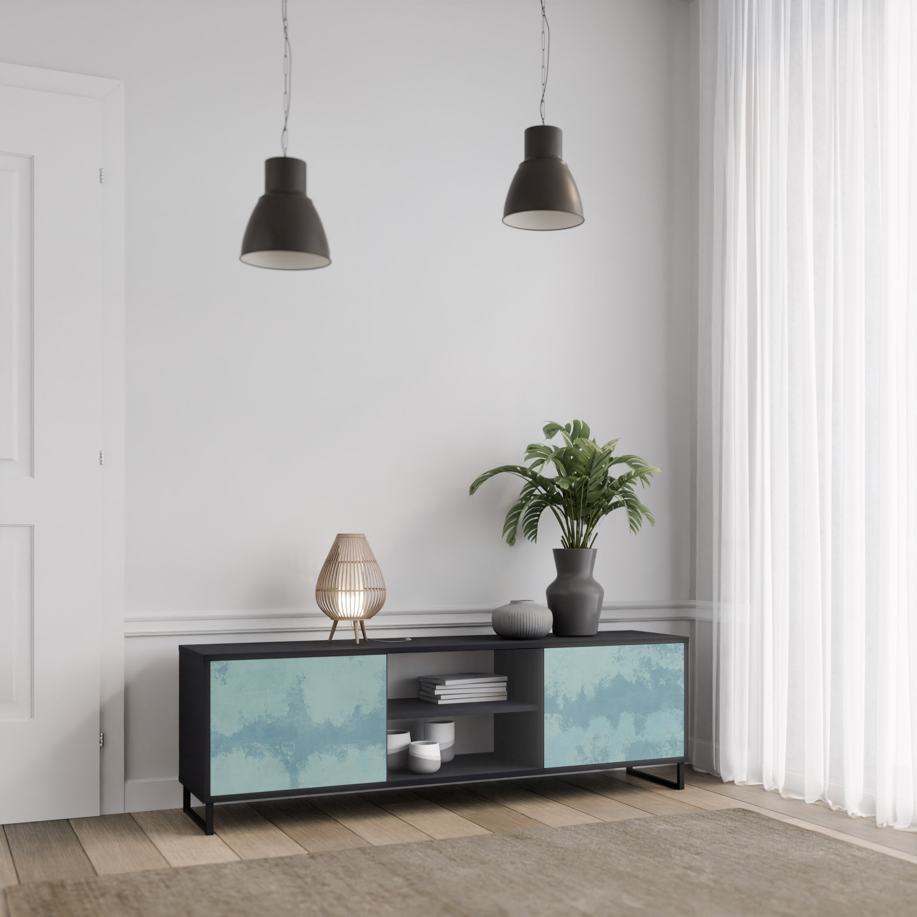 Mueble de TV SKY WASH de 2 puertas con acabado negro