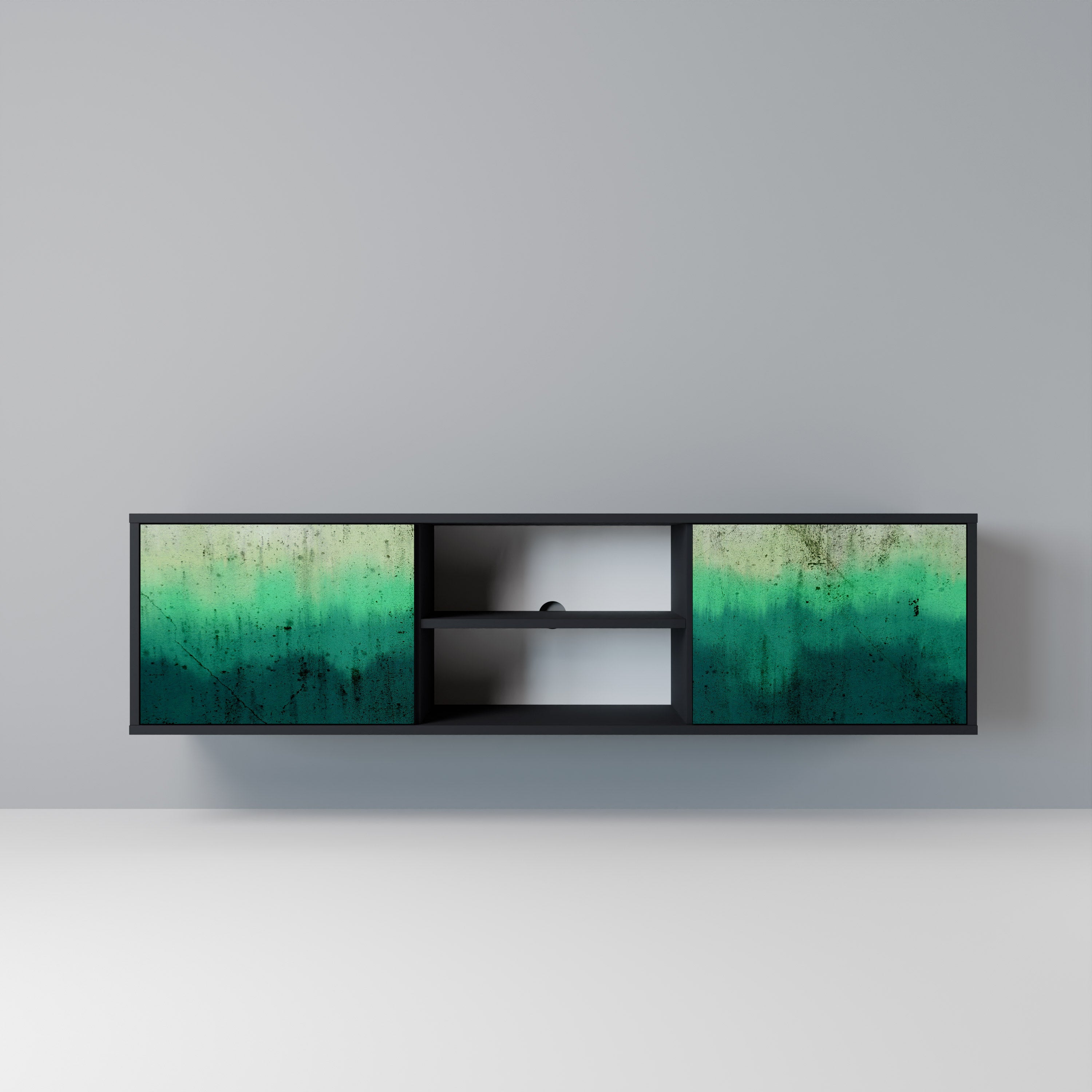 Mueble de TV de 2 puertas NORTHERN LIGHTS con acabado negro