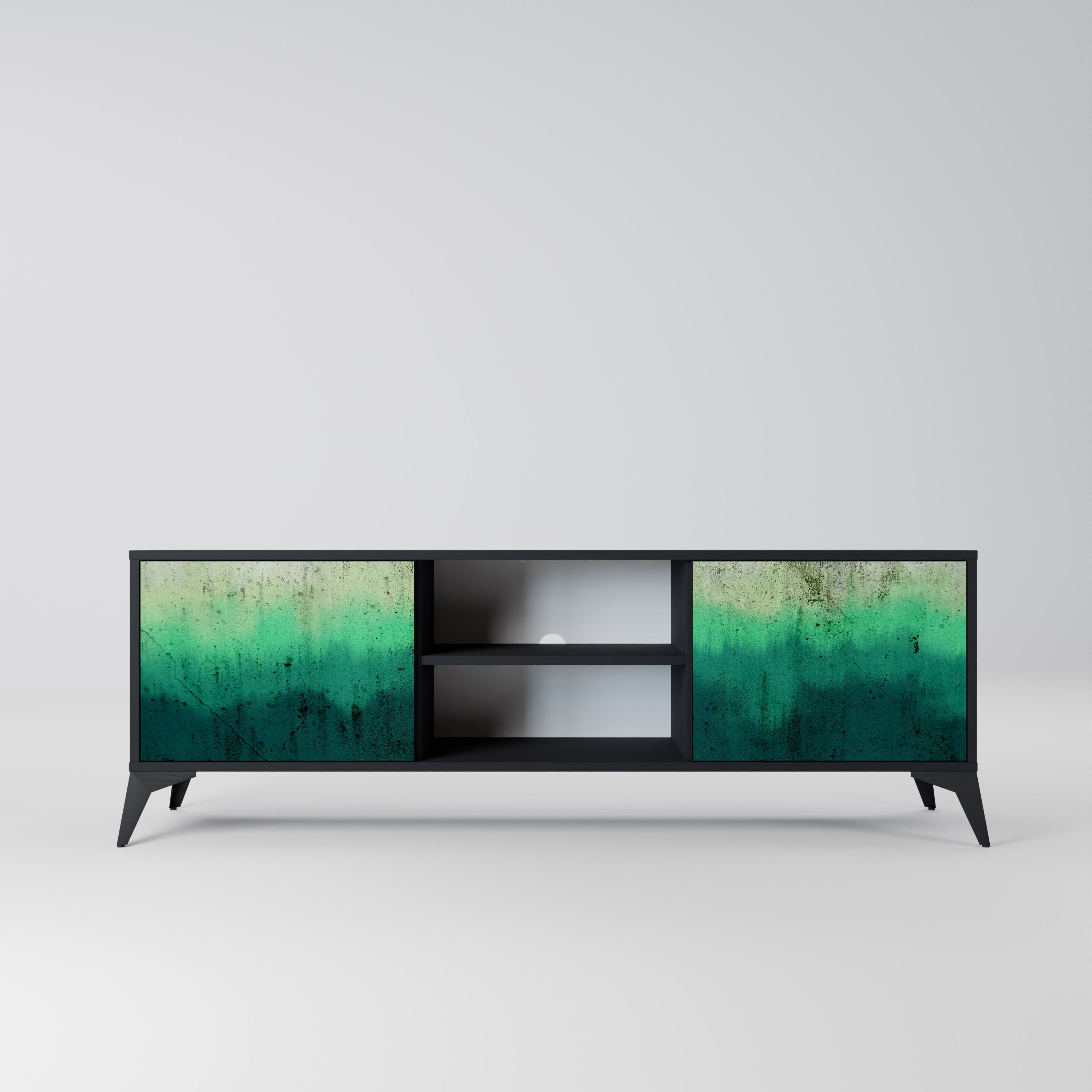 Mueble de TV de 2 puertas NORTHERN LIGHTS con acabado negro