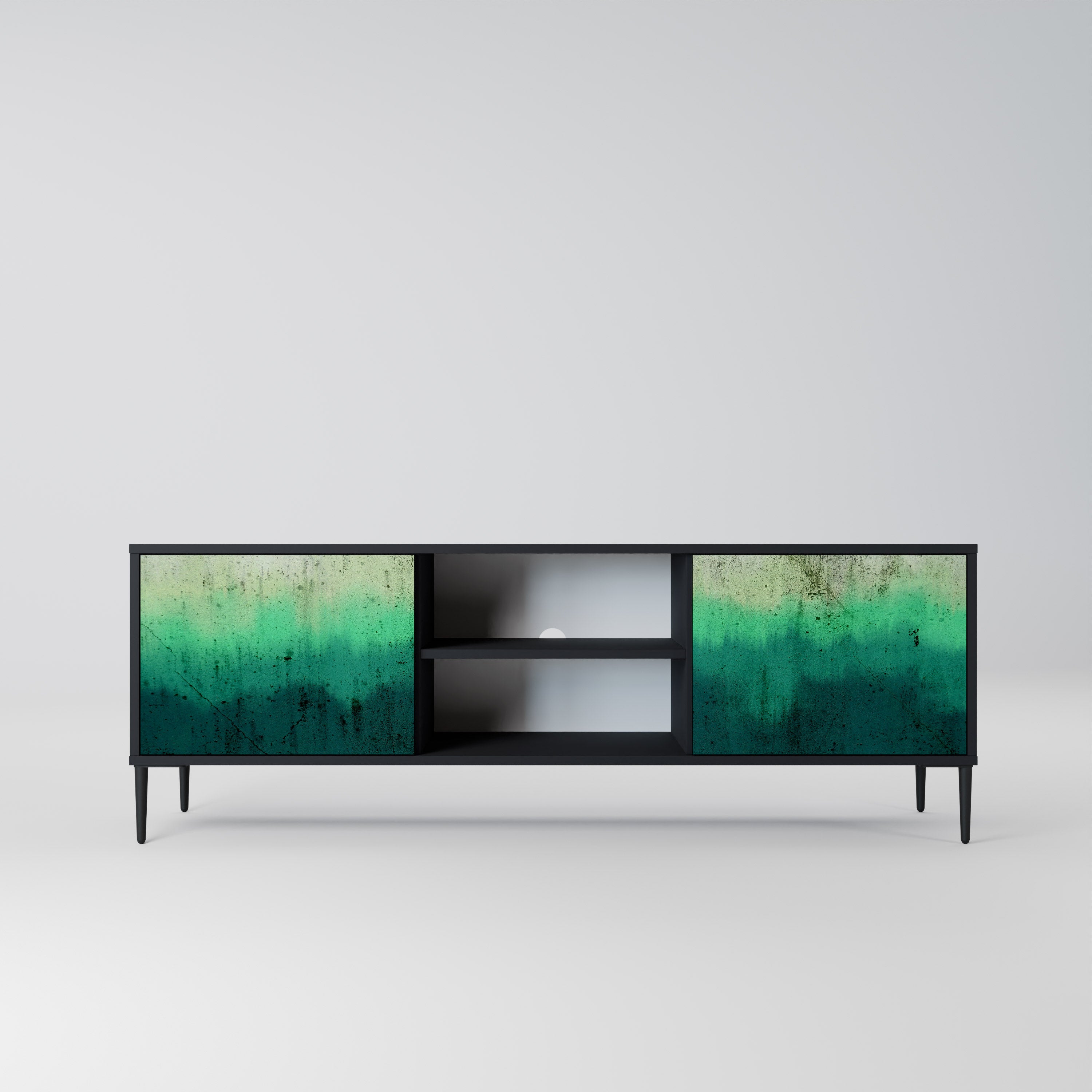 Mueble de TV de 2 puertas NORTHERN LIGHTS con acabado negro