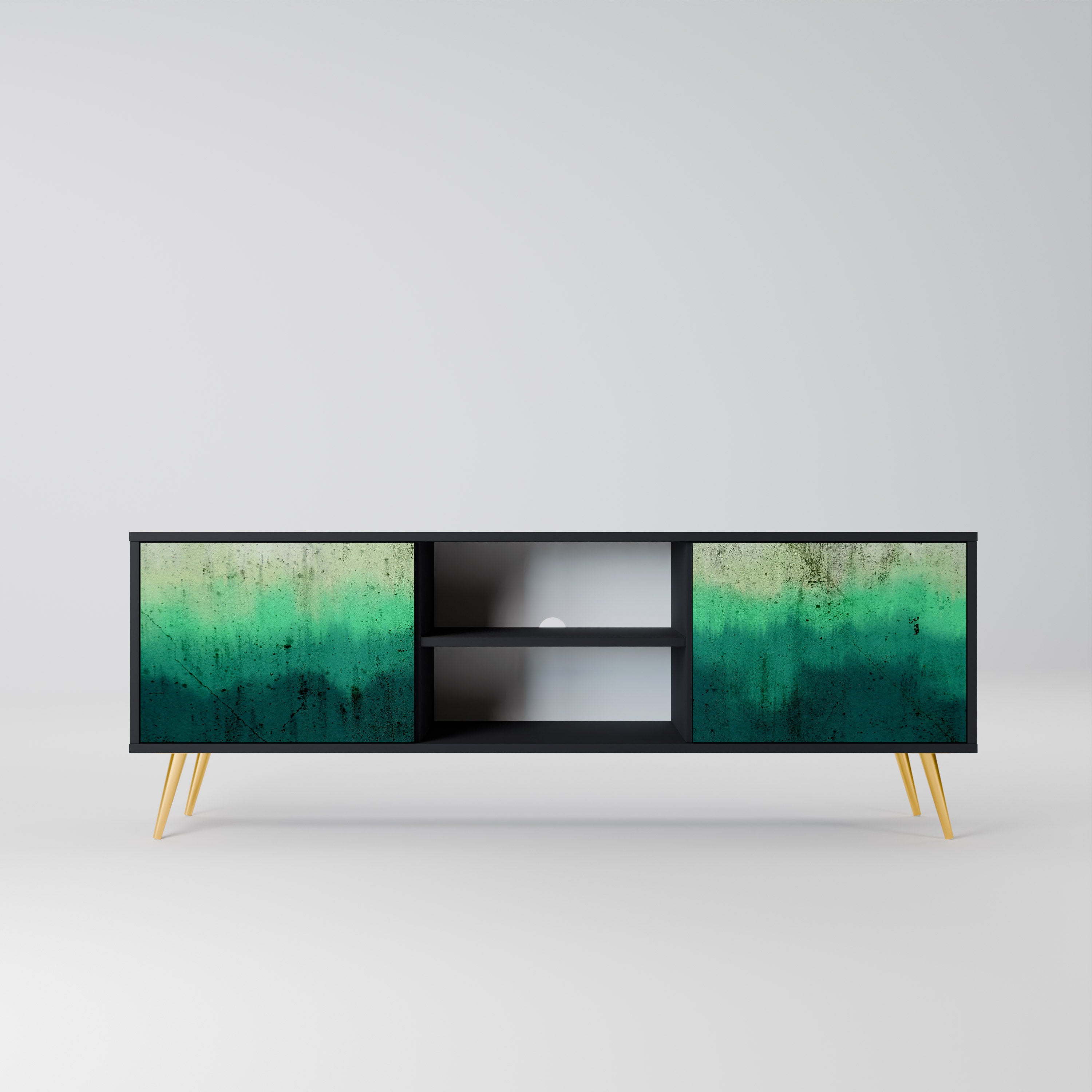 Mueble de TV de 2 puertas NORTHERN LIGHTS con acabado negro