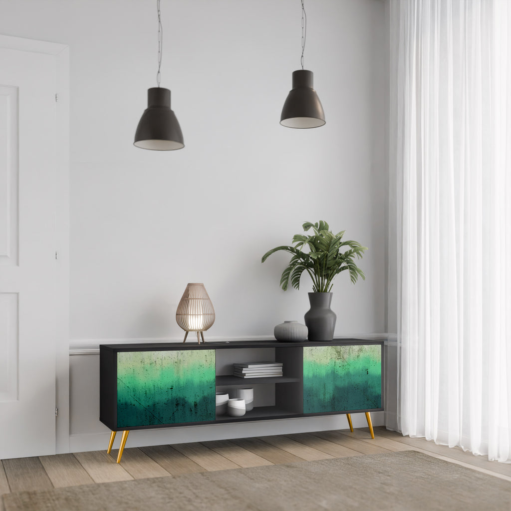 Mueble de TV de 2 puertas NORTHERN LIGHTS con acabado negro