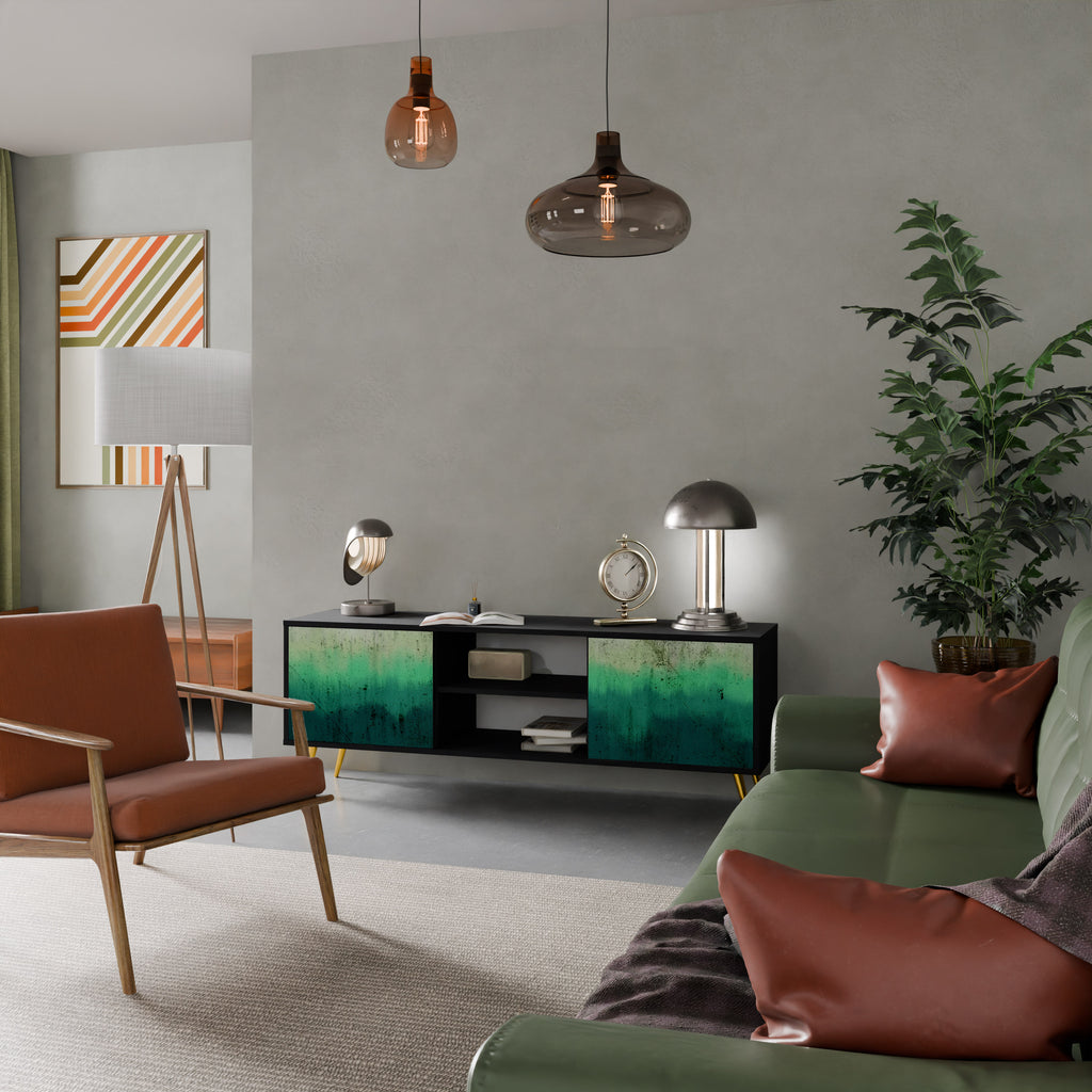 Mueble de TV de 2 puertas NORTHERN LIGHTS con acabado negro