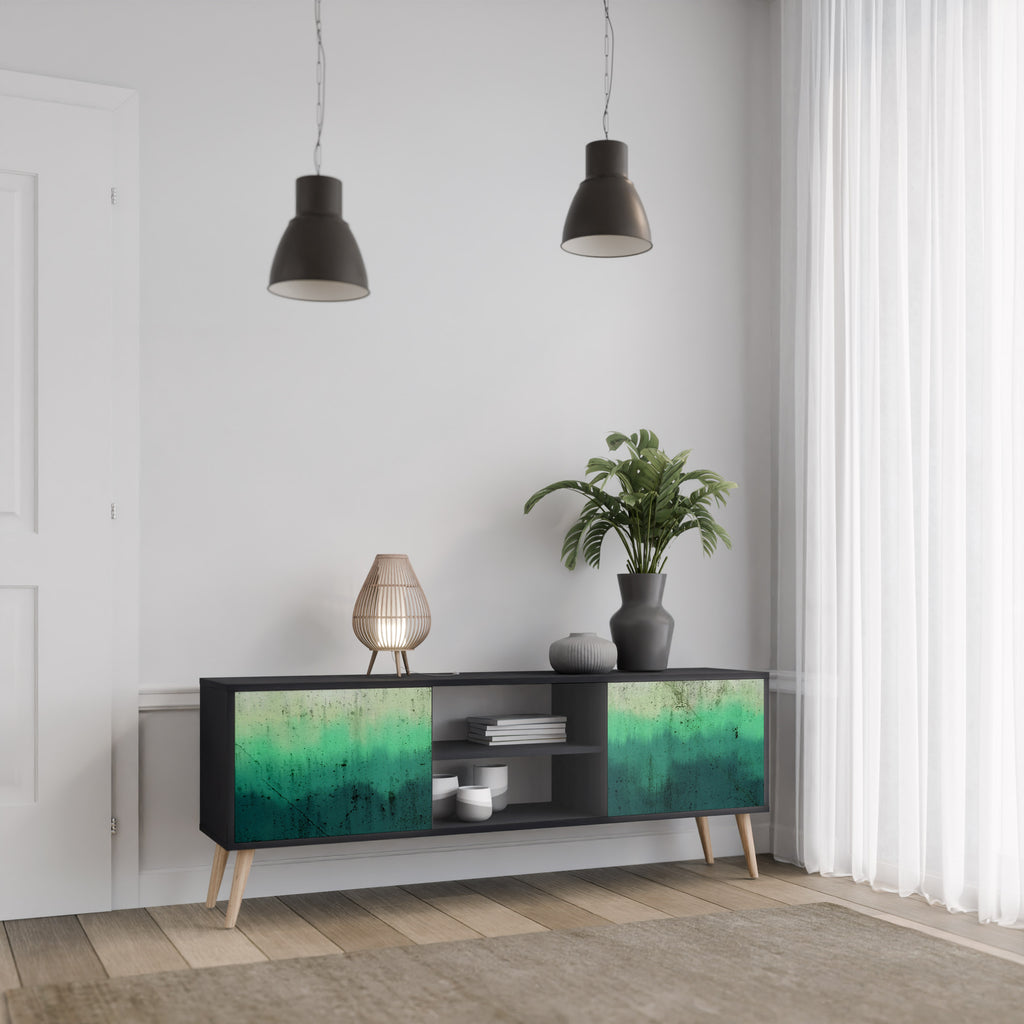 Mueble de TV de 2 puertas NORTHERN LIGHTS con acabado negro