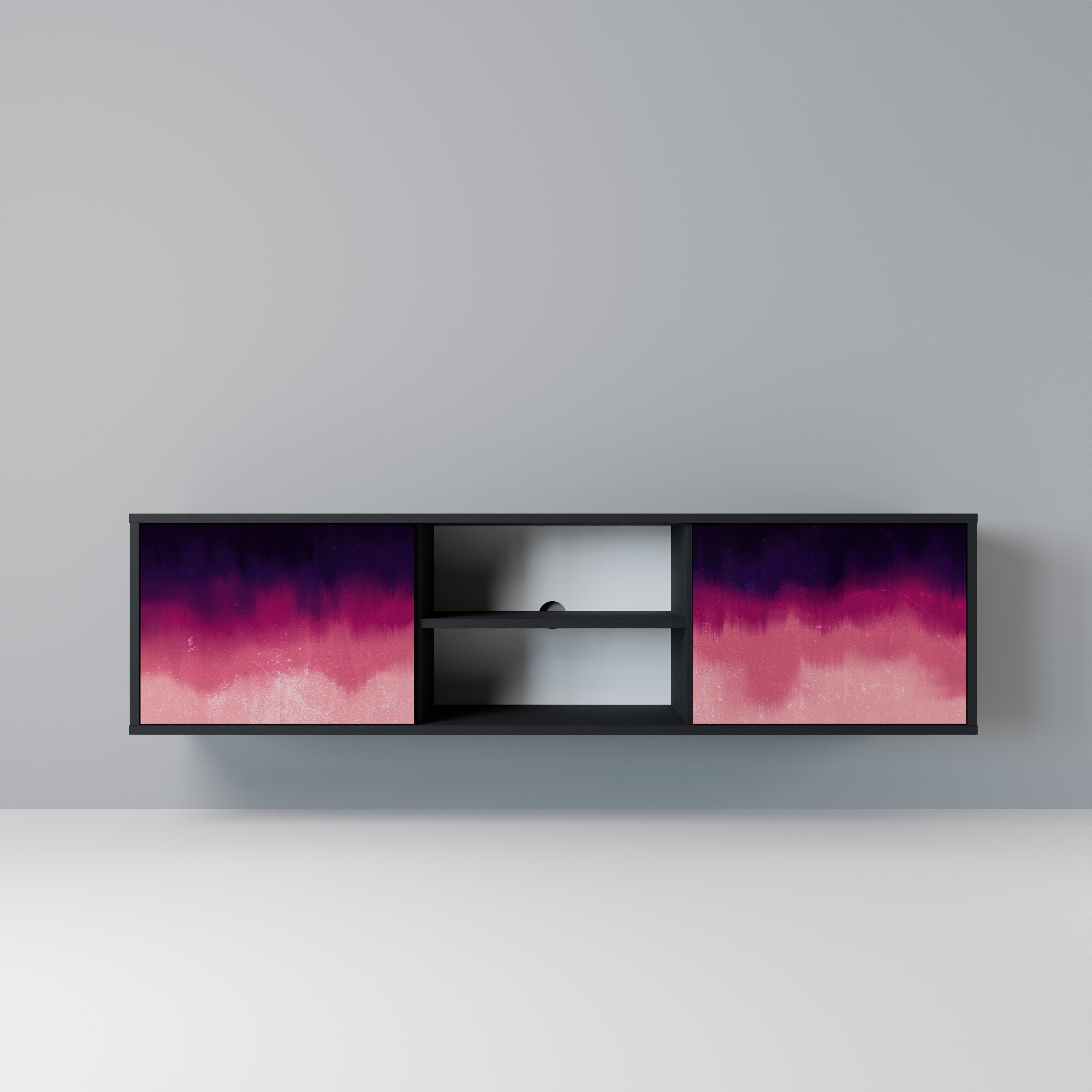 Mueble de TV AURORA BOREALIS de 2 puertas con acabado negro