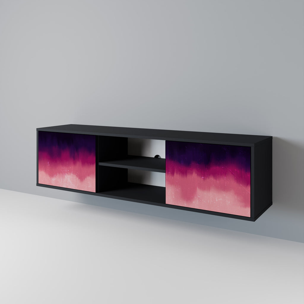 Mueble de TV AURORA BOREALIS de 2 puertas con acabado negro