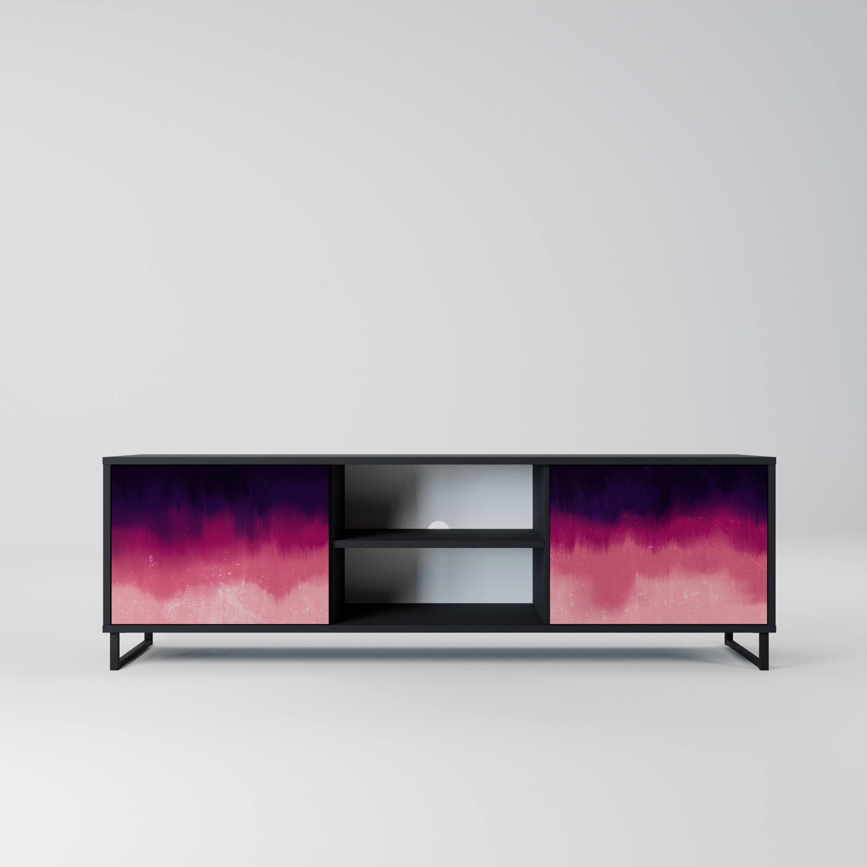 Mueble de TV AURORA BOREALIS de 2 puertas con acabado negro