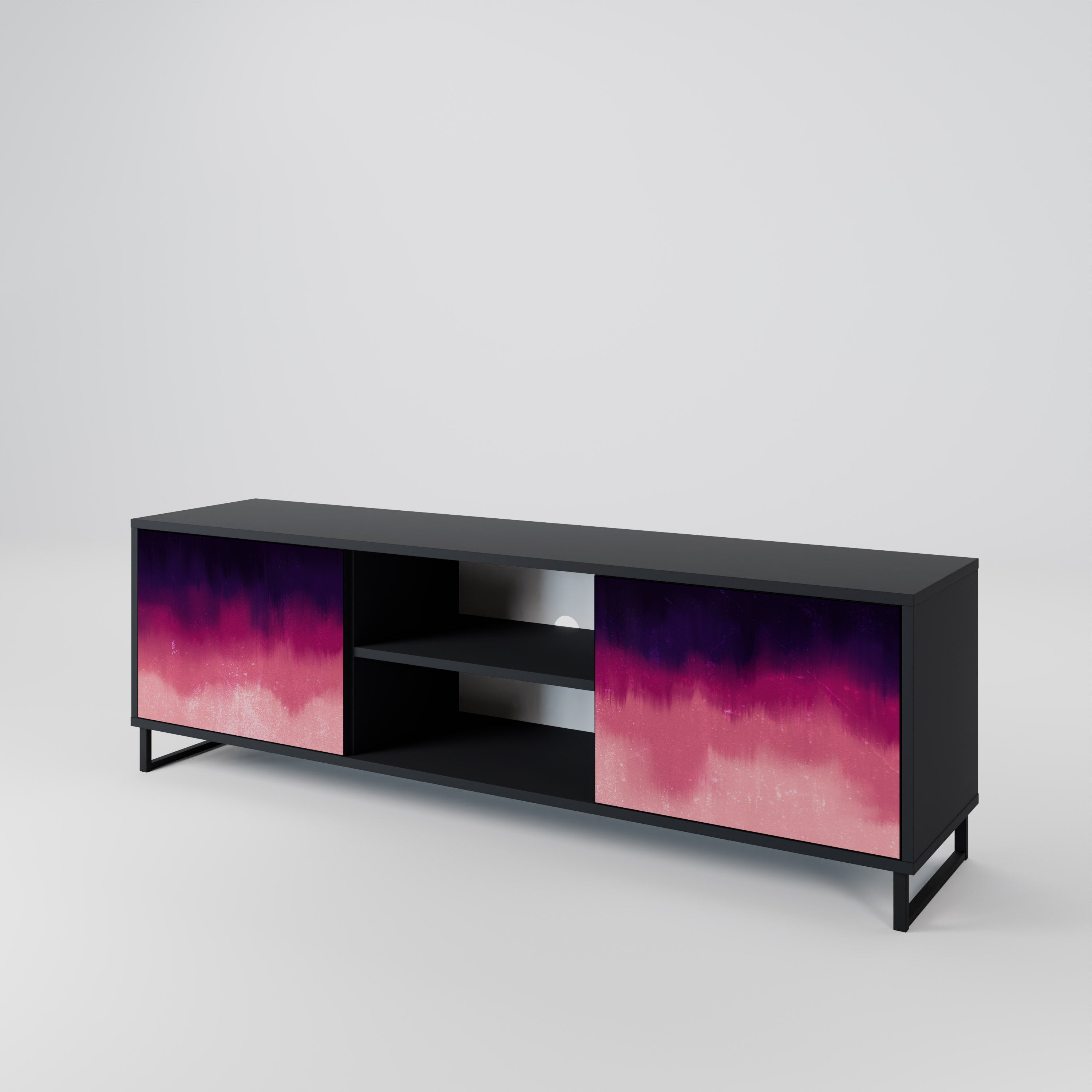 Mueble de TV AURORA BOREALIS de 2 puertas con acabado negro